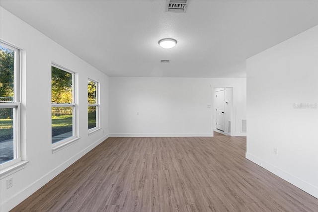 spare room featuring wood-type flooring and a healthy amount of sunlight