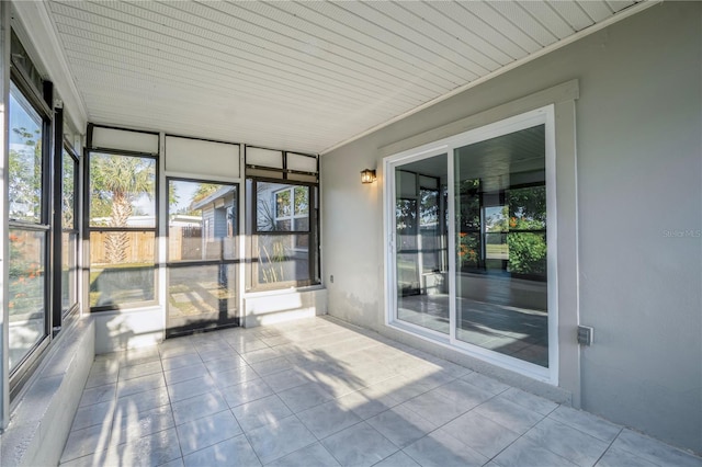 view of unfurnished sunroom