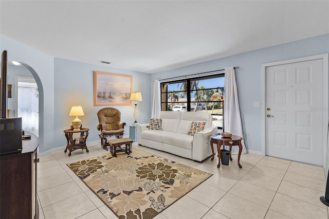 view of tiled living room