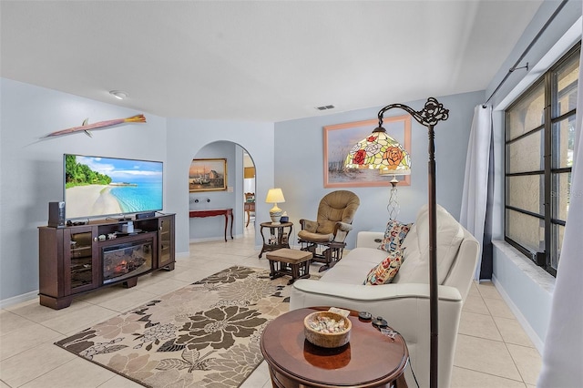 view of tiled living room