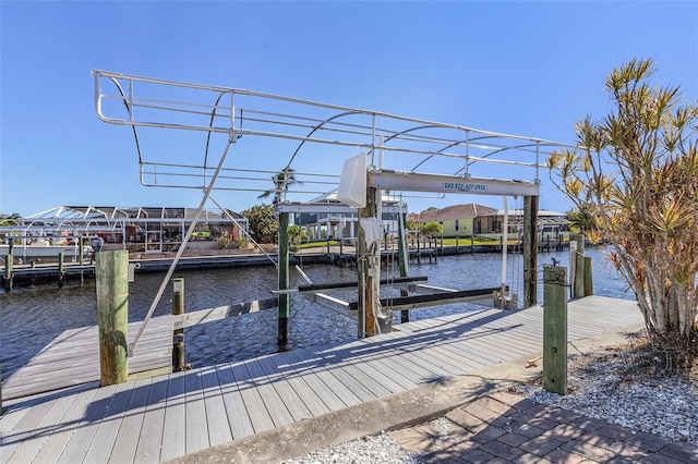 dock area featuring a water view