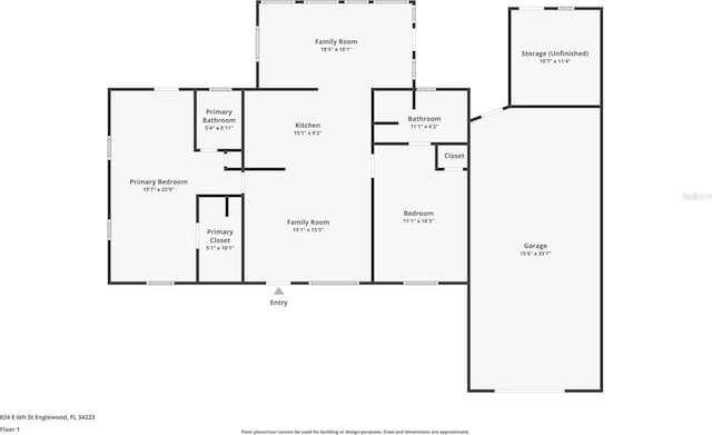824 E 6th St, Englewood, FL 34223 - view of floor plan / room layout