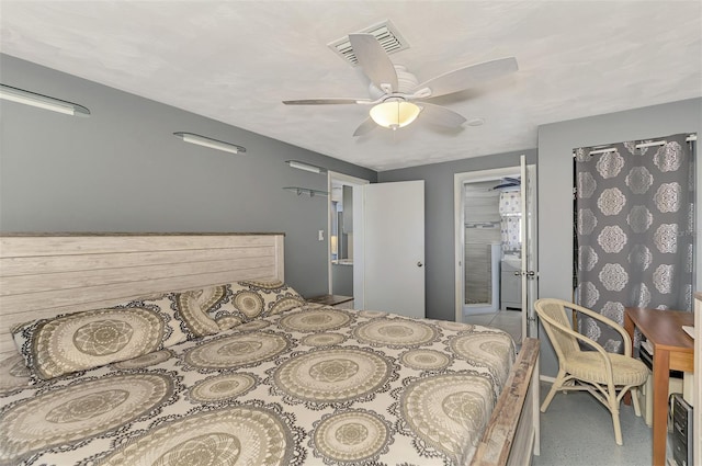 bedroom featuring ceiling fan