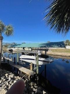 view of dock featuring a water view