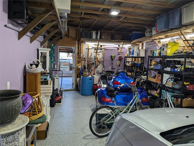 garage featuring a workshop area