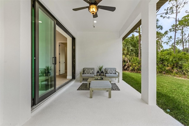 view of patio / terrace with ceiling fan