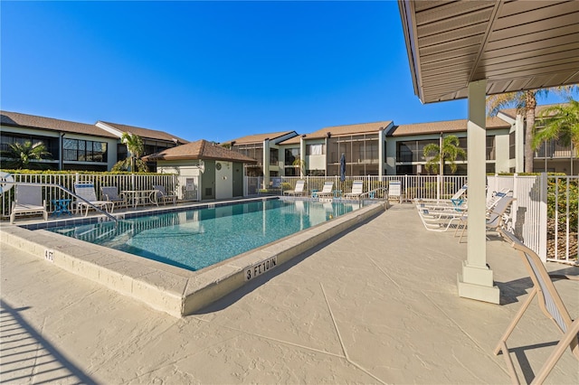 view of swimming pool featuring a patio