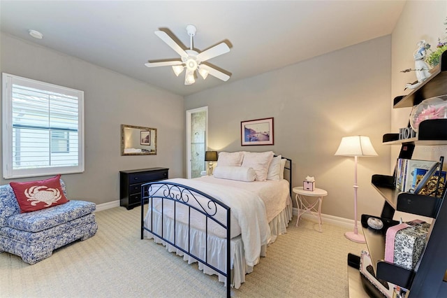 bedroom featuring carpet floors and ceiling fan