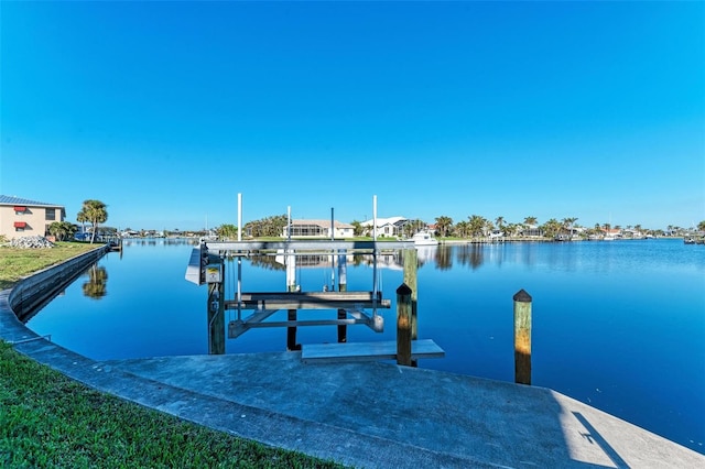 view of dock featuring a water view