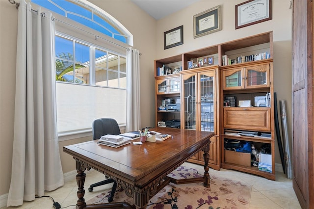 view of tiled office space