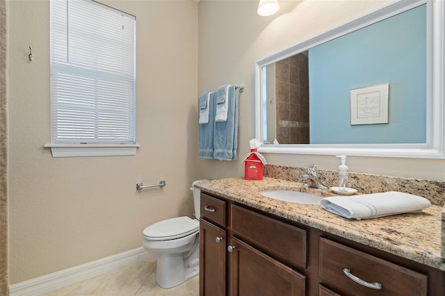 bathroom featuring tile patterned flooring, vanity, and toilet