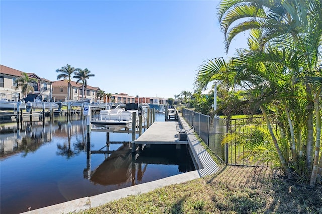 view of dock featuring a water view