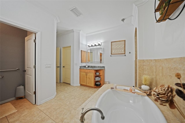 17080 Kellog Ave, Port Charlotte, FL 33954 - full bath with crown molding, vanity, a bath, and tile patterned floors