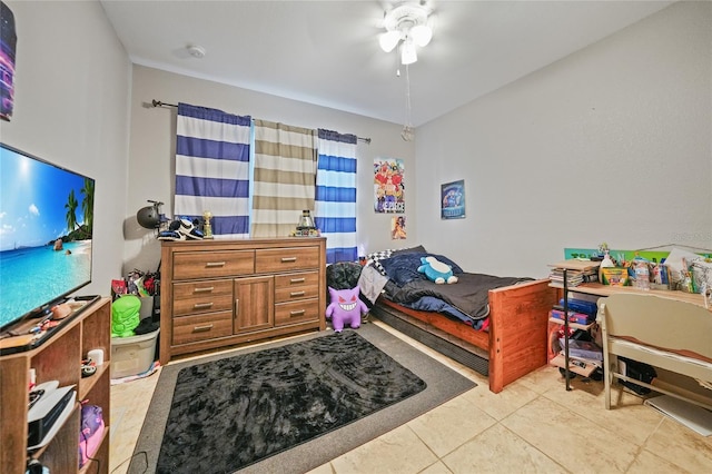 17080 Kellog Ave, Port Charlotte, FL 33954 - bedroom with light tile patterned flooring and a ceiling fan