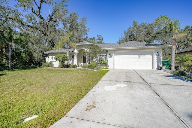 17080 Kellog Ave, Port Charlotte, FL 33954 - ranch-style house with stucco siding, concrete driveway, a garage, and a front yard