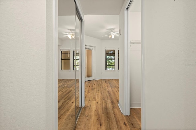 hallway featuring light wood-type flooring