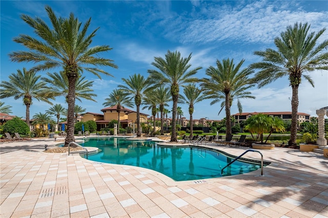 view of pool featuring a patio area