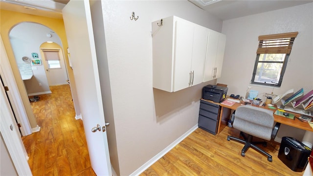 office space featuring light hardwood / wood-style flooring