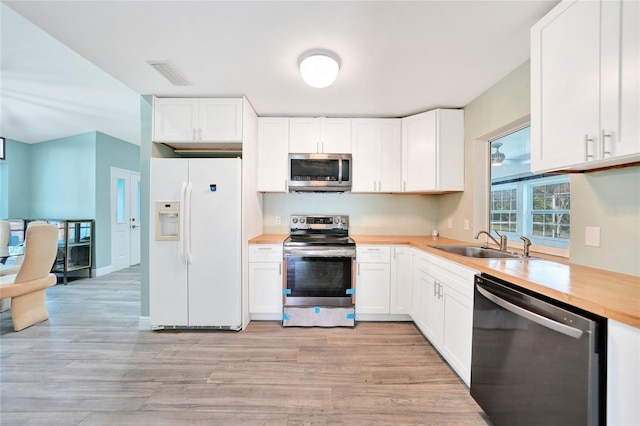 kitchen with white cabinetry, sink, and appliances with stainless steel finishes