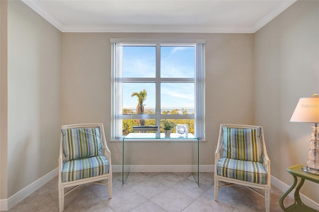 3321 Sunset Key Cir Unit 204, Punta Gorda, FL 33955 - sitting room with crown molding and tile patterned floors