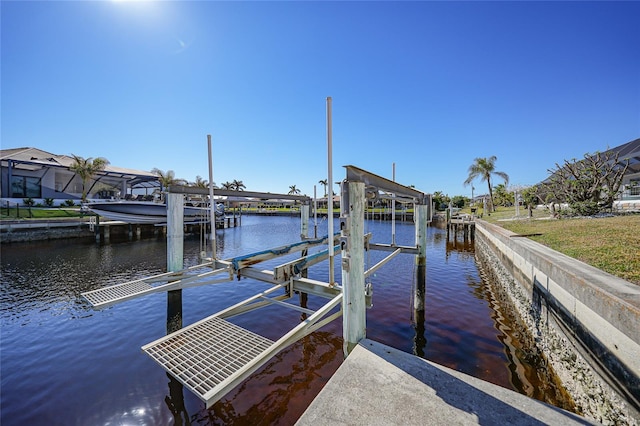 dock area featuring a water view