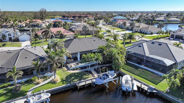 bird's eye view featuring a water view