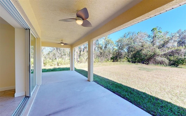 view of patio / terrace featuring ceiling fan