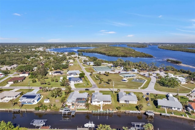 bird's eye view featuring a water view