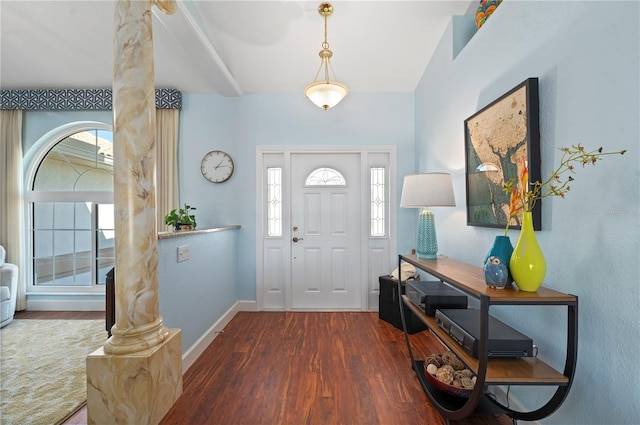 entrance foyer featuring dark wood-type flooring