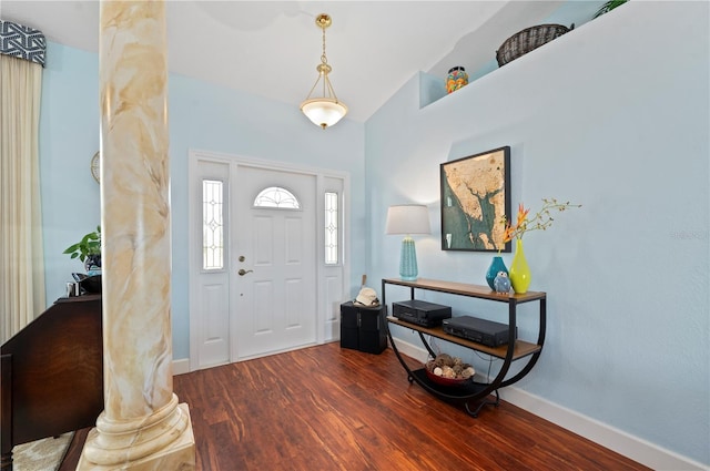 entrance foyer featuring dark wood-type flooring