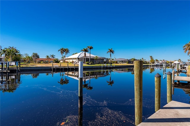 view of dock featuring a water view