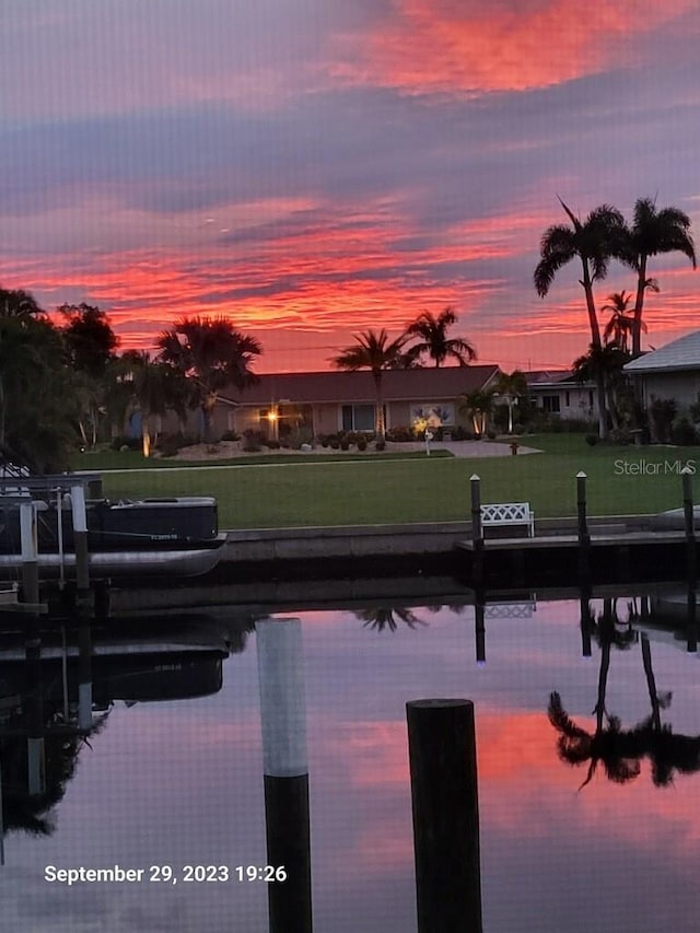 water view featuring a boat dock