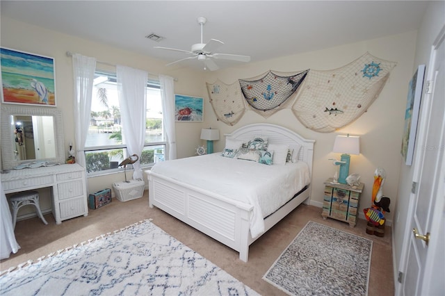 bedroom with carpet and ceiling fan