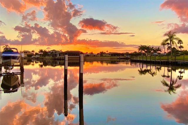 property view of water with a boat dock