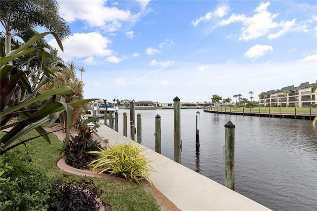 view of dock featuring a water view