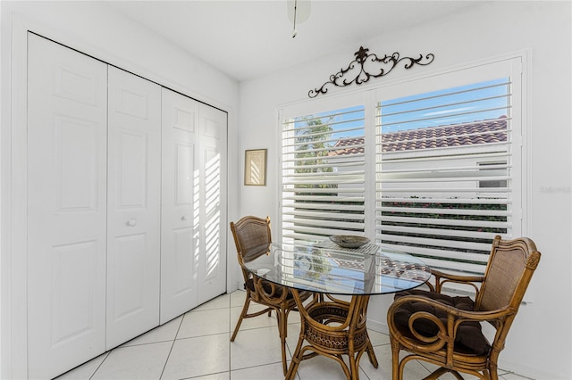 dining room with light tile patterned floors