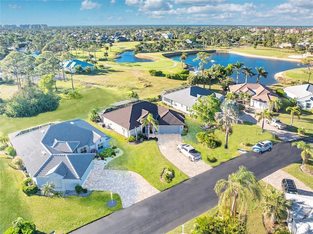 bird's eye view featuring a water view