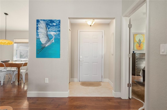 entryway featuring dark wood-type flooring