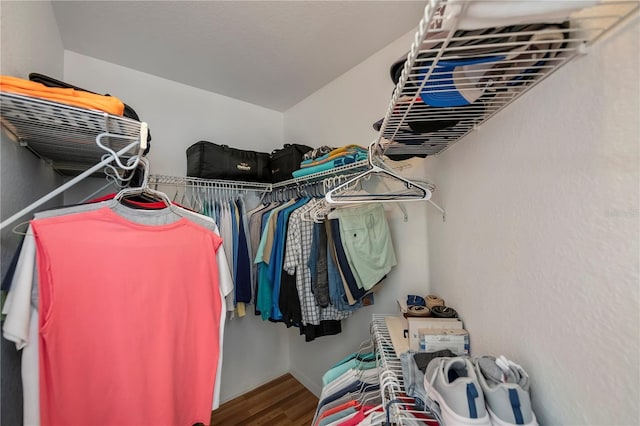 spacious closet featuring hardwood / wood-style floors