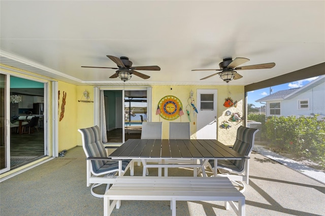 view of patio with ceiling fan