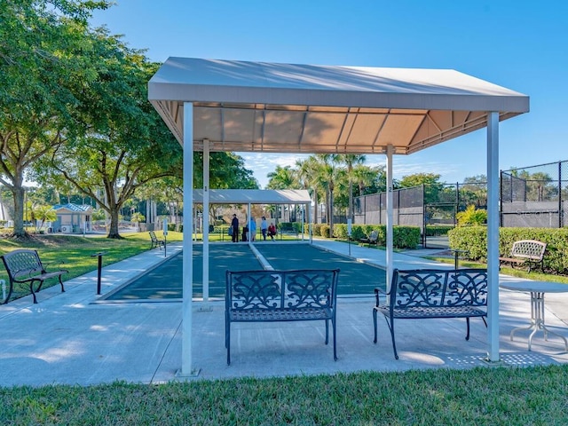 view of community featuring a gazebo and a yard