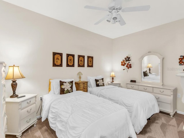 bedroom with carpet and ceiling fan