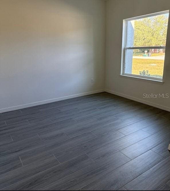 empty room featuring dark hardwood / wood-style flooring