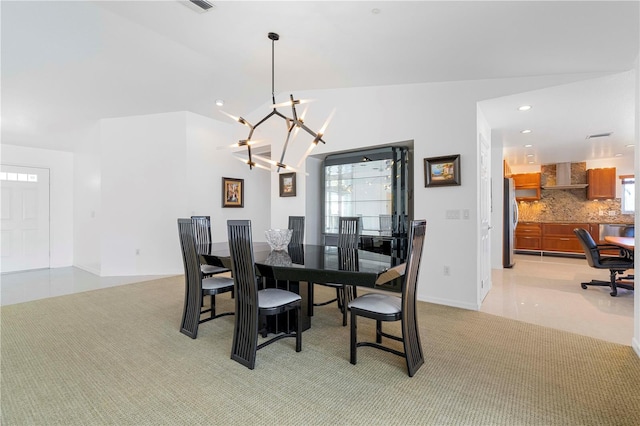 dining room with a chandelier