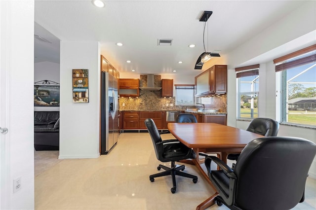 view of tiled dining area