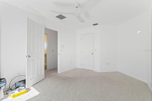 interior space featuring ceiling fan