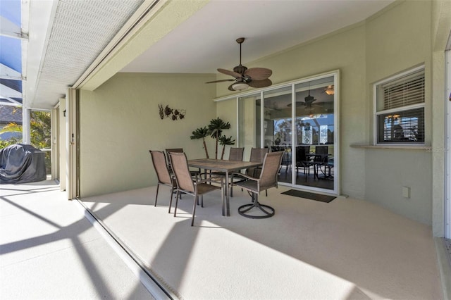 view of patio / terrace featuring area for grilling and ceiling fan