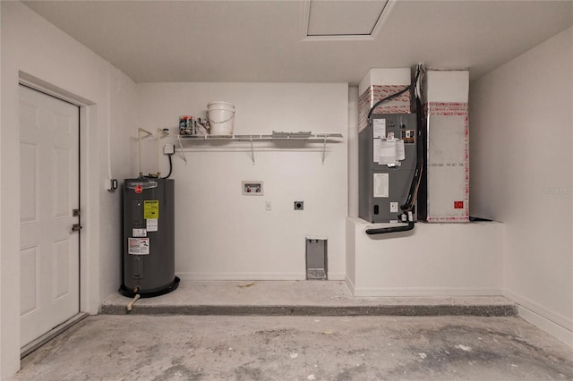 garage featuring electric water heater