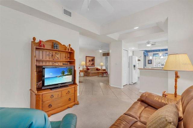 view of tiled living room