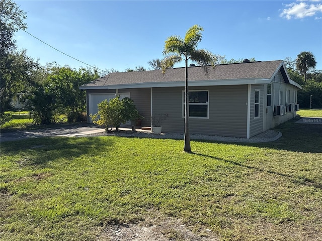 view of property exterior with a yard